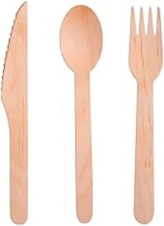 Disposable Wooden Cutlery Set - 90 Piece Total - 30 Forks, 30 Spoons, 30 Knives 6.3 inch Length Eco Friendly Biodegradable Wooden Utensils