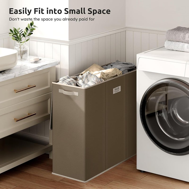 SOLEDI 180L 3-Section Laundry Hamper with Lid, Extra Large Dirty Clothes Basket with Sturdy Handles for Laundry Room & Bedroom - Durable Organizer for Sorting Laundry - Image 5