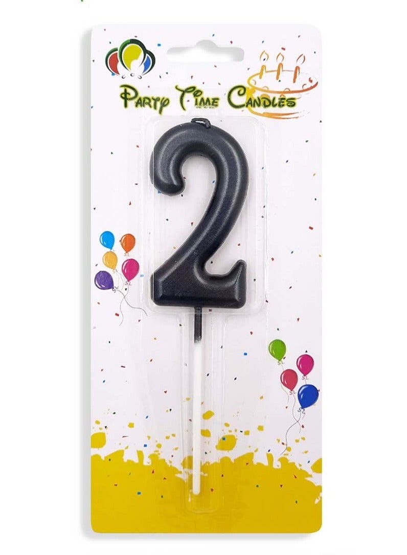 Black Candle Number 2 for Birthdays and Anniversaries Cake Toppers Party Supplies