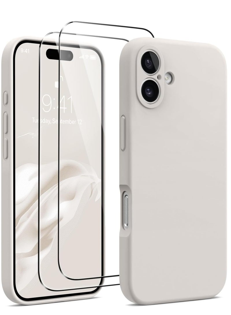 ELTRAZONE iPhone 16 Plus Case - Upgraded Silicone Case with Camera Protection, Compatible with MagSafe, Anti-Scratch Microfiber Lining & 2 Screen Protectors (Stone) - Image 1