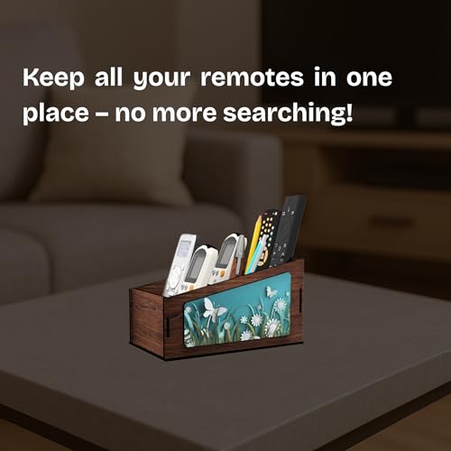 AVATAAR STUDIO Multipurpose Wooden Remote Stand Organizer with 3 Compartments, Premium Engineered Wood Desk Organizer for TV/AC Remotes, Stationery, Charger, Home & Office Use (Dark Walnut) - Image 4