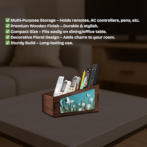AVATAAR STUDIO Multipurpose Wooden Remote Stand Organizer with 3 Compartments, Premium Engineered Wood Desk Organizer for TV/AC Remotes, Stationery, Charger, Home & Office Use (Dark Walnut) - Image 3