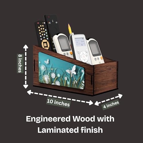 AVATAAR STUDIO Multipurpose Wooden Remote Stand Organizer with 3 Compartments, Premium Engineered Wood Desk Organizer for TV/AC Remotes, Stationery, Charger, Home & Office Use (Dark Walnut) - Image 5