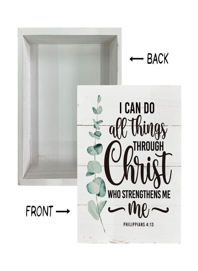 Razpah Christian Sign - Scripture Decor, Wooden Box Sign, Religious Home & Office Decor - 'I Can Do All Things' Philippians 4:13 - Image 3