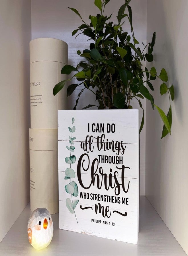 Razpah Christian Sign - Scripture Decor, Wooden Box Sign, Religious Home & Office Decor - 'I Can Do All Things' Philippians 4:13 - Image 4