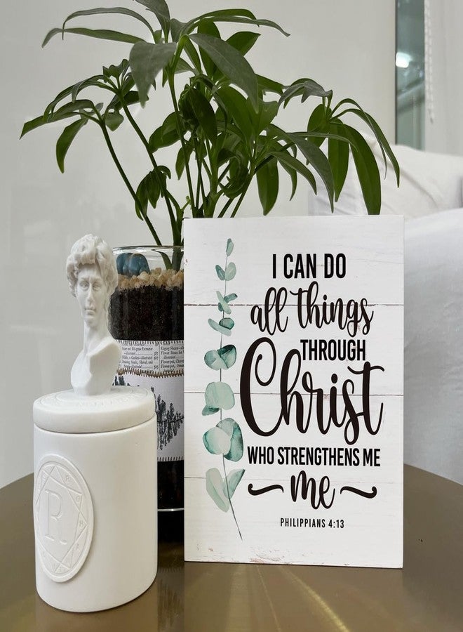 Razpah Christian Sign - Scripture Decor, Wooden Box Sign, Religious Home & Office Decor - 'I Can Do All Things' Philippians 4:13 - Image 5