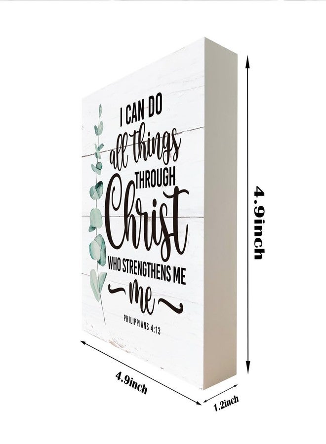 Razpah Christian Sign - Scripture Decor, Wooden Box Sign, Religious Home & Office Decor - 'I Can Do All Things' Philippians 4:13 - Image 2