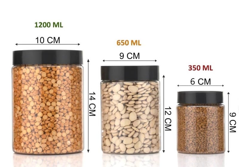 HAPPI Multipurpose Unbreakable Plastic Transparent Airtight Container Set Masala Box For Kitchen Storage Box Dabba For Spice, Pack of 18 (6 Pcs of Each 250ml, 650ml, 1200ml with 18 Spoons) - Image 3