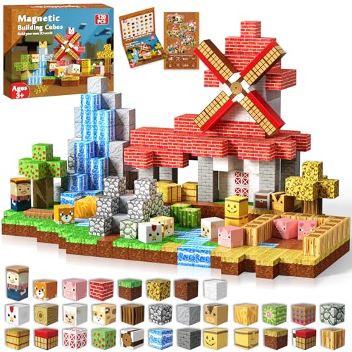 Goody King Magnetic Blocks | 120PCS Magnetic Building Blocks,Magnetic Farm Animal Homes,STEM Montessori Sensory Toys for Toddlers Kids Boys Girls Ages 3 4 5 6 7 8 9 10 Christmas Birthday Gifts - Image 1