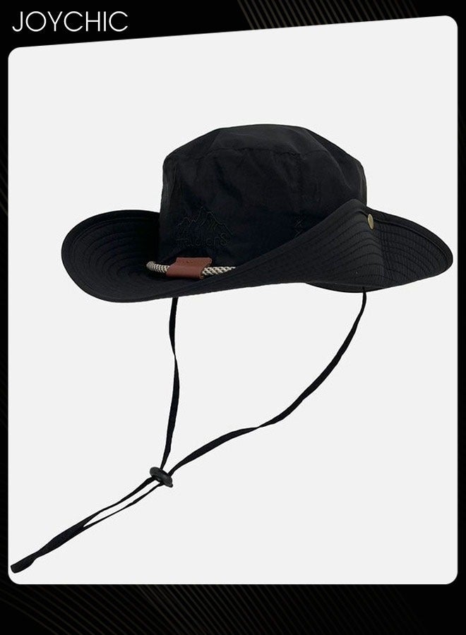 Joychic قبعة صيد واسعة الحواف لحماية الشمس للنساء لفصل الربيع والصيف للمغامرات في الهواء الطلق، سريعة الجفاف وقابلة للتنفس، قبعة دلو، قبعة رعاة البقر، سوداء - Image 3