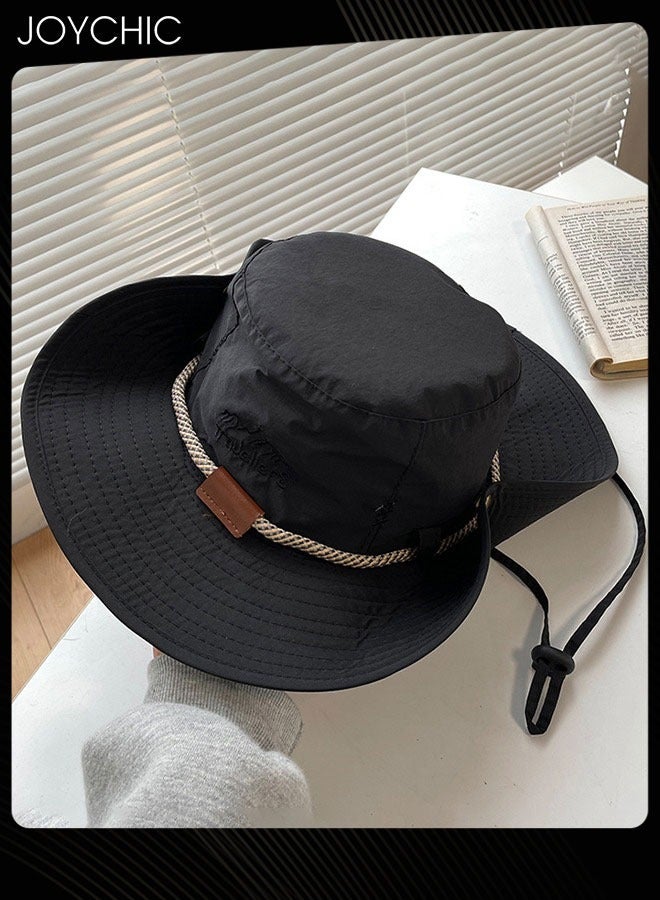 Joychic قبعة صيد واسعة الحواف لحماية الشمس للنساء لفصل الربيع والصيف للمغامرات في الهواء الطلق، سريعة الجفاف وقابلة للتنفس، قبعة دلو، قبعة رعاة البقر، سوداء - Image 2