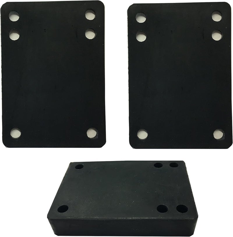 VJ Longboard Skateboard Riser Pads, Rubber, Set of 2, Size 3mm (1/8") 6mm (1/4") 12mm (1/2") 14mm Angle Wedge Riser Pads, Black - Image 1
