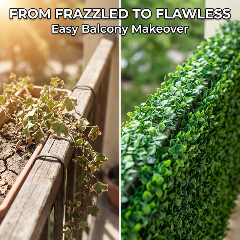 Moeput Artificial Boxwood Roll,120x40 in (34 sqft) UV-Anti Faux Ivy Boxwood Hedge Leaf Grass Wall for Patio Balcony Privacy, Garden, Backyard Greenery Wall Backdrop and Fence Decor - Image 5