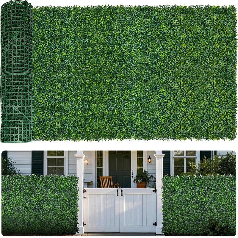 Moeput Artificial Boxwood Roll,120x40 in (34 sqft) UV-Anti Faux Ivy Boxwood Hedge Leaf Grass Wall for Patio Balcony Privacy, Garden, Backyard Greenery Wall Backdrop and Fence Decor - Image 1