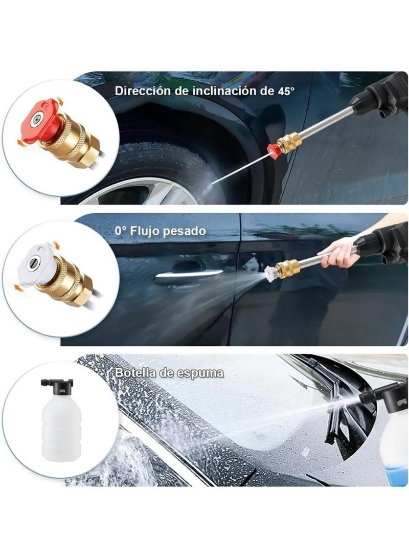 HASHONE 48V Cordless High Pressure Washer Gun, Portable Rechargeable Power Washer, 3 Nozzles, 5m Hose, Electric Handheld Cleaner for Car, Bike and Garden - Image 2