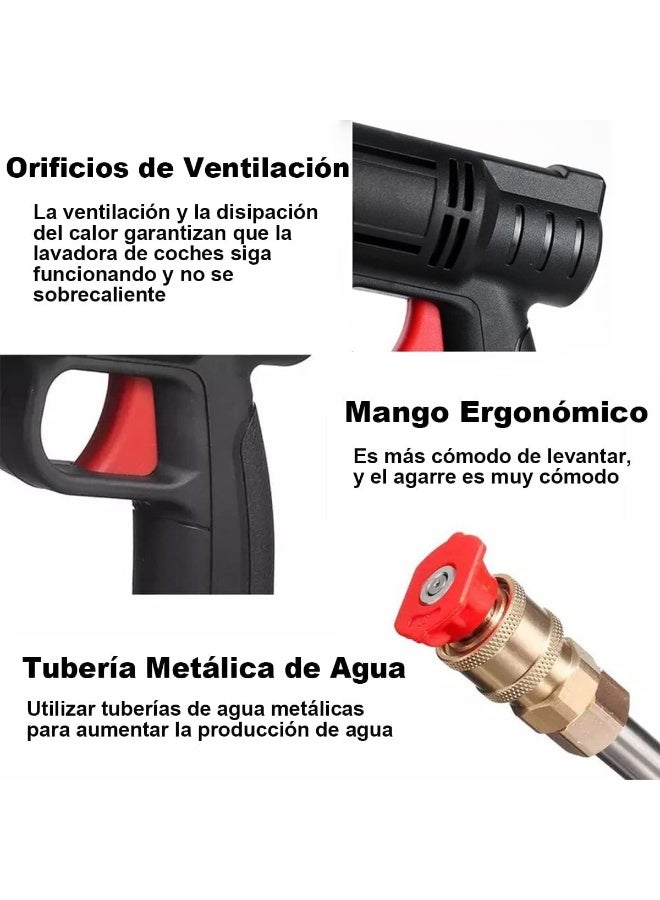 HASHONE 48V Cordless High Pressure Washer Gun, Portable Rechargeable Power Washer, 3 Nozzles, 5m Hose, Electric Handheld Cleaner for Car, Bike and Garden - Image 5