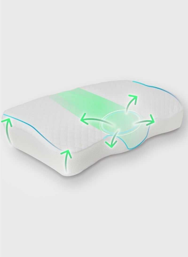 Arabest Memory Foam Pillow for Sleeping, Orthopedic Cervical Pillow for Neck Pain Relief, Medium Firmness, Unique Cooling Pillowcase, 60x40 cm, Zippered Removable Cover - Image 1