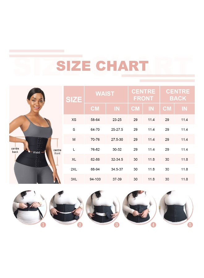 Waist Trainer Underbust 3 Segmented Corsets Body Shaper Sport Corset Belt With 3 Steel Bones and Hook And Eye Black for Women Latex Underbust Waist Corsets Cincher Hourglass Shapewear Body Shaper M - Image 3