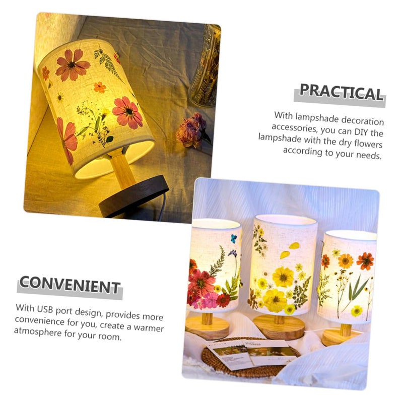 USB Charging Lamp with Lampshade Nightlight for Bedroom Living Room Office Dry Flower Design - Image 3