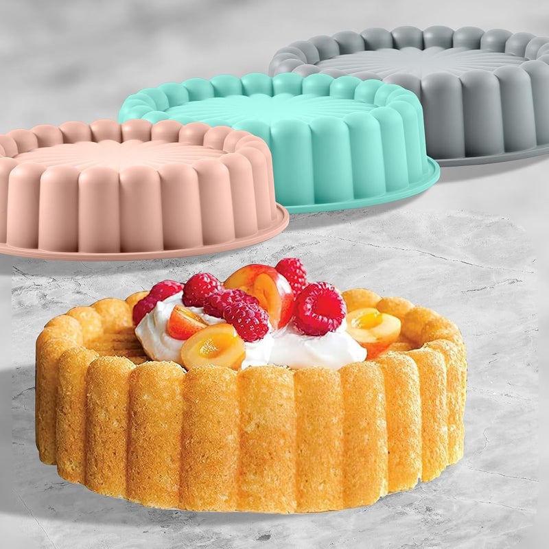 FunSiltasy 10 Inch Silicone Bundt Cake With 8 Inch Pan Set (2 Pack) - Nonstick Baking Mold for Pound Cake, Jello, Bread & Brownies, Dishwasher Safe, Pink - Image 2