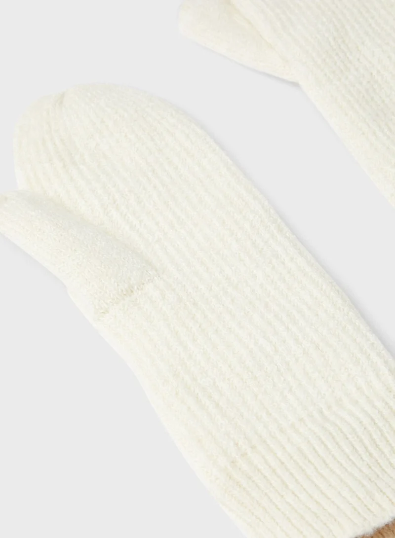 PIECES Ribbed Knit Mittens