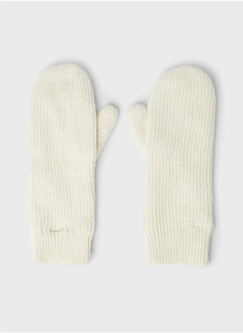 PIECES Ribbed Knit Mittens