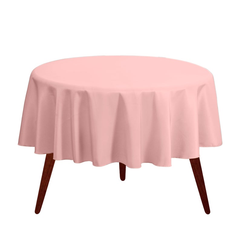 Gee Di Moda Round Tablecloth - 120 Inch Pink Round Table Cloth for 60 to 96 Inch Round Tables - Heavy Duty Washable Fabric - for Buffet Table  Holiday Party  Dinner  Wedding & Baby Shower - Image 1