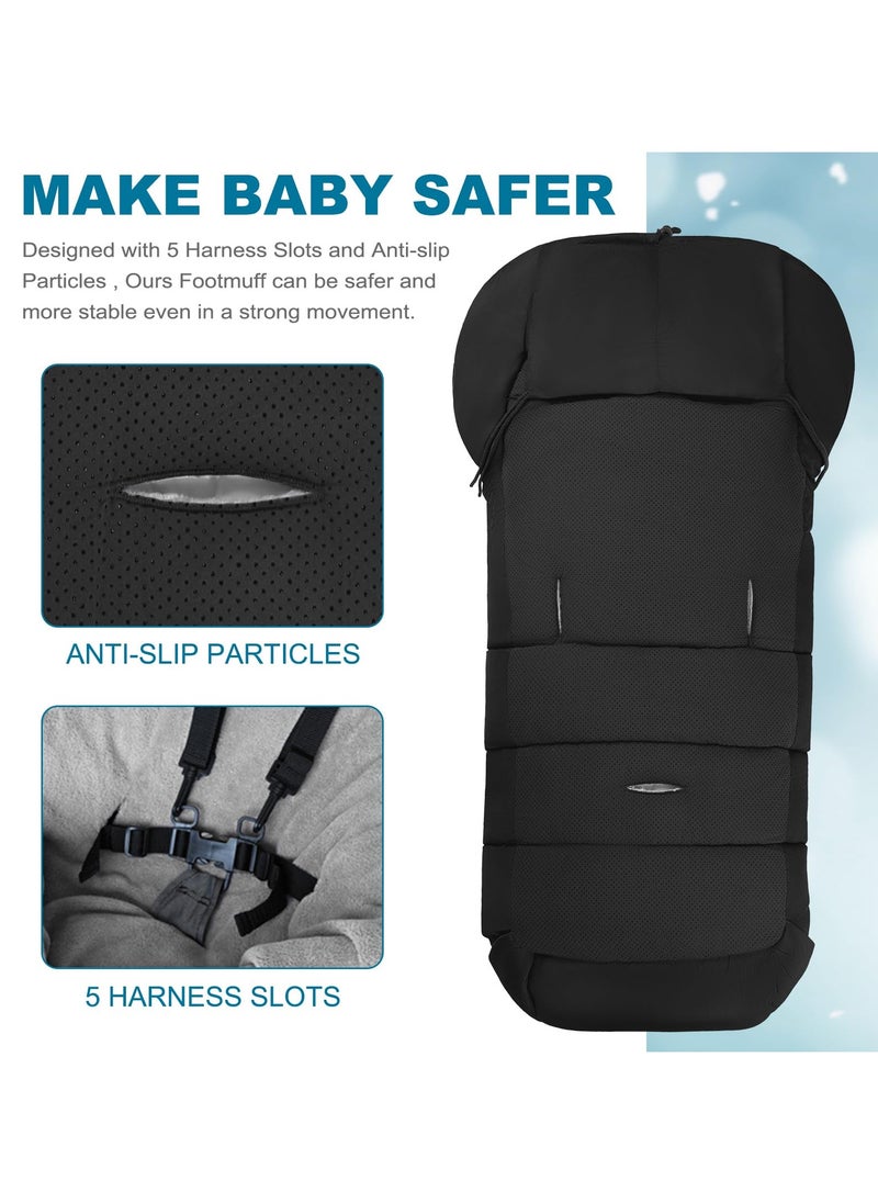 Excefore - Pushchair Pram Footmuffs, Universal Winter Warm Stroller Footmuff, Winter Warm Cosy Toes for Pushchair, Adjustable Drawstring Hood, Fleece Lined Sleeping Bag for Strollers, Pushchairs, Prams - Image 1
