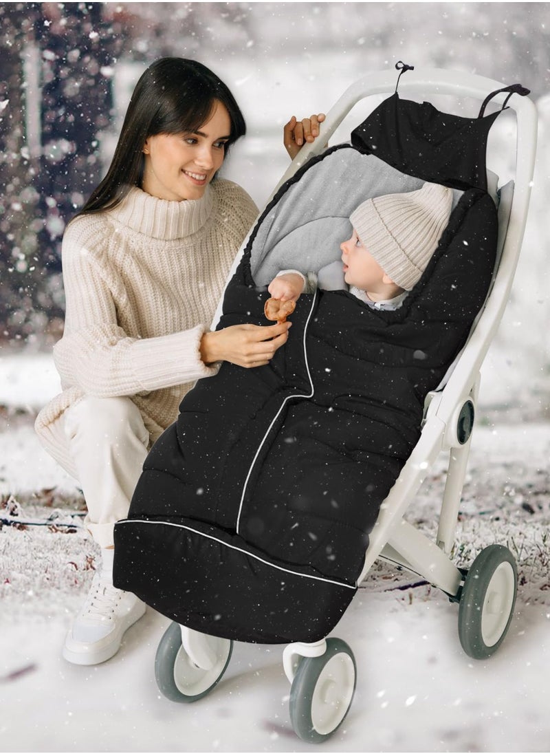 Excefore - Pushchair Pram Footmuffs, Universal Winter Warm Stroller Footmuff, Winter Warm Cosy Toes for Pushchair, Adjustable Drawstring Hood, Fleece Lined Sleeping Bag for Strollers, Pushchairs, Prams - Image 1