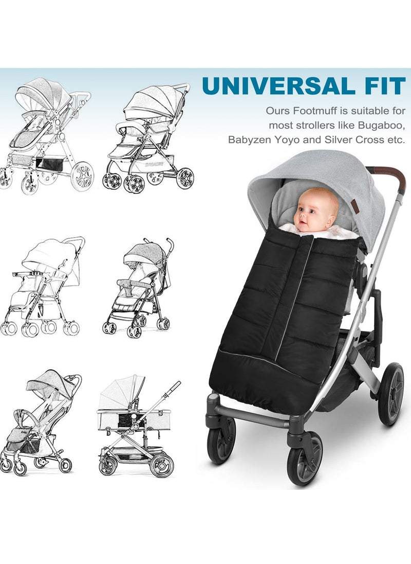 Excefore - Pushchair Pram Footmuffs, Universal Winter Warm Stroller Footmuff, Winter Warm Cosy Toes for Pushchair, Adjustable Drawstring Hood, Fleece Lined Sleeping Bag for Strollers, Pushchairs, Prams - Image 1
