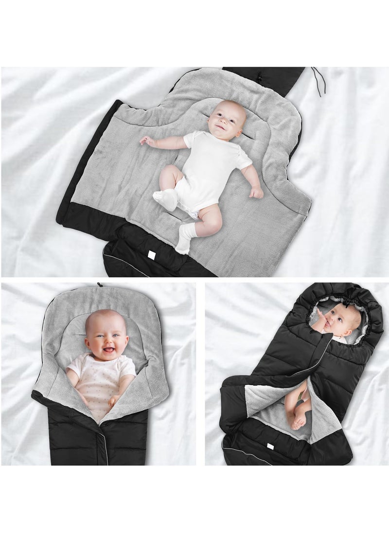 Excefore - Pushchair Pram Footmuffs, Universal Winter Warm Stroller Footmuff, Winter Warm Cosy Toes for Pushchair, Adjustable Drawstring Hood, Fleece Lined Sleeping Bag for Strollers, Pushchairs, Prams - Image 1