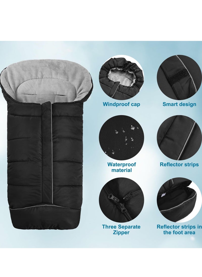 Excefore - Pushchair Pram Footmuffs, Universal Winter Warm Stroller Footmuff, Winter Warm Cosy Toes for Pushchair, Adjustable Drawstring Hood, Fleece Lined Sleeping Bag for Strollers, Pushchairs, Prams - Image 1