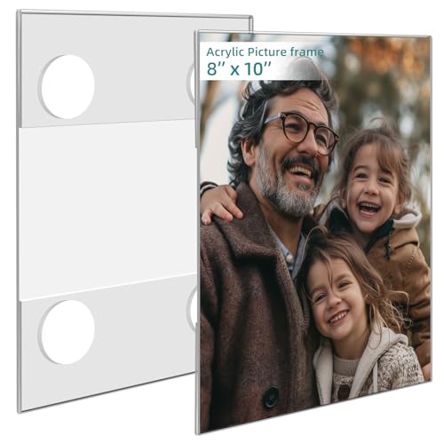 Bluesun 8x10 Picture Frame Stick Wall set of 2 pack Acrylic Photo Frames - Hanging Picture Frames Vertical, Clear Picture Frame Various Decorative Styles - Image 1
