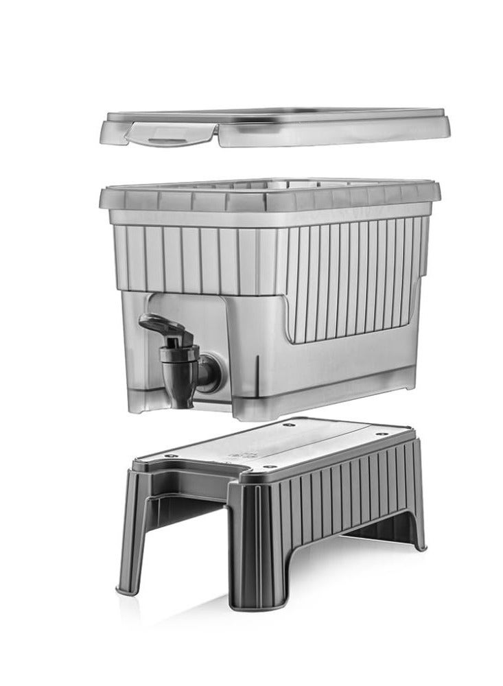 Beverage dispenser 4.5 liters drinks dispenser juice dispenser with dual use stand plastic food container for detox milk juice for fridge & refrigerator grey - Image 3