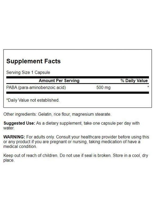 Swanson Paba 500 Milligrams 120 Capsules - Image 2