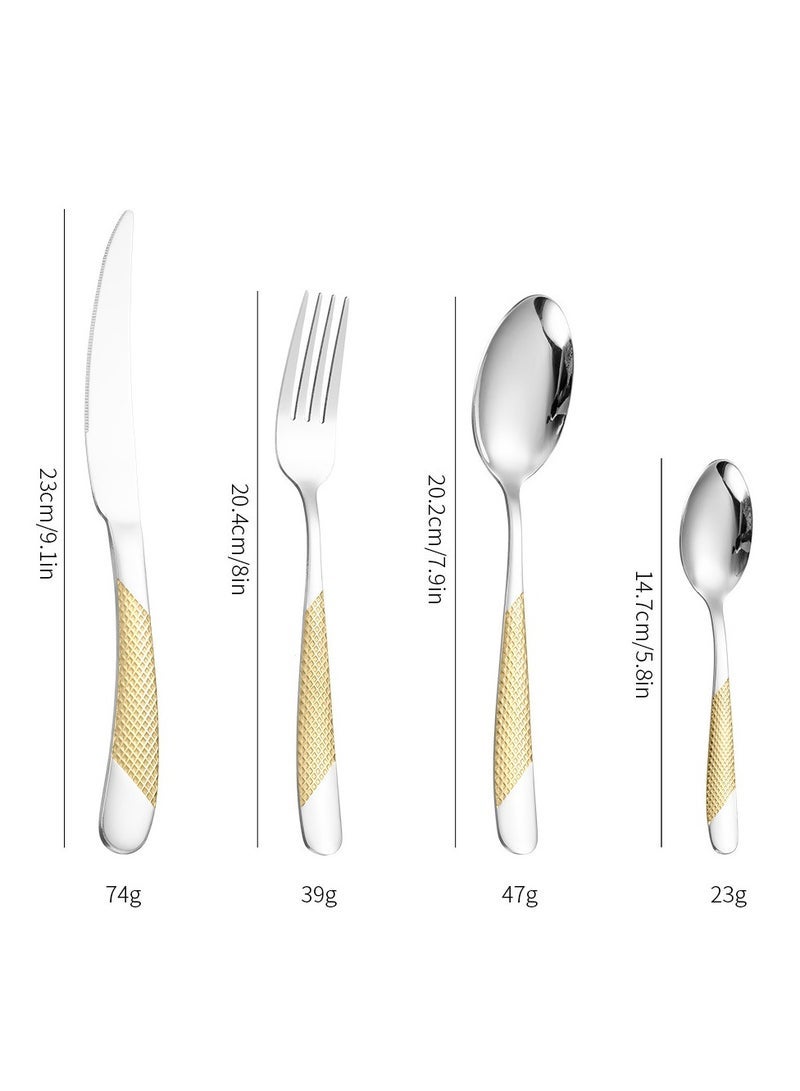 general Tableware set 24-piece set, gold-plated star diamond tableware stainless steel knife, fork and spoon hanger gift box - Image 2
