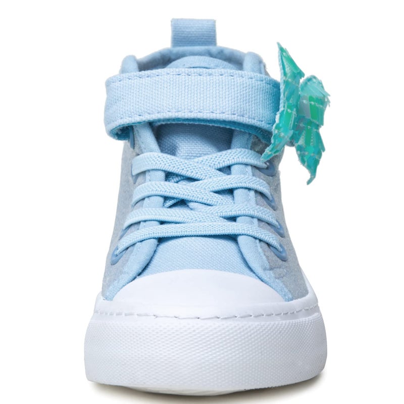 Toandon Kids Girls Sneakers Glitter Sparkle Shoes Toddler Child Slip On High Top Toddler Adjustable Hook Loop Straps Velcro Non-Slip Lightweight Sequins Blue Butterfly Size 11 - Image 3