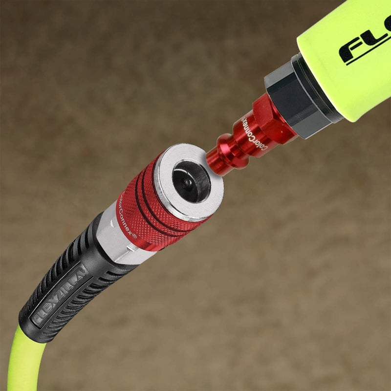 Flexzilla Air Hose with ColorConnex Industrial Type D Coupler and Plug, 3/8 in. x 25 ft., Heavy Duty, Lightweight, Hybrid, ZillaGreen - Image 5