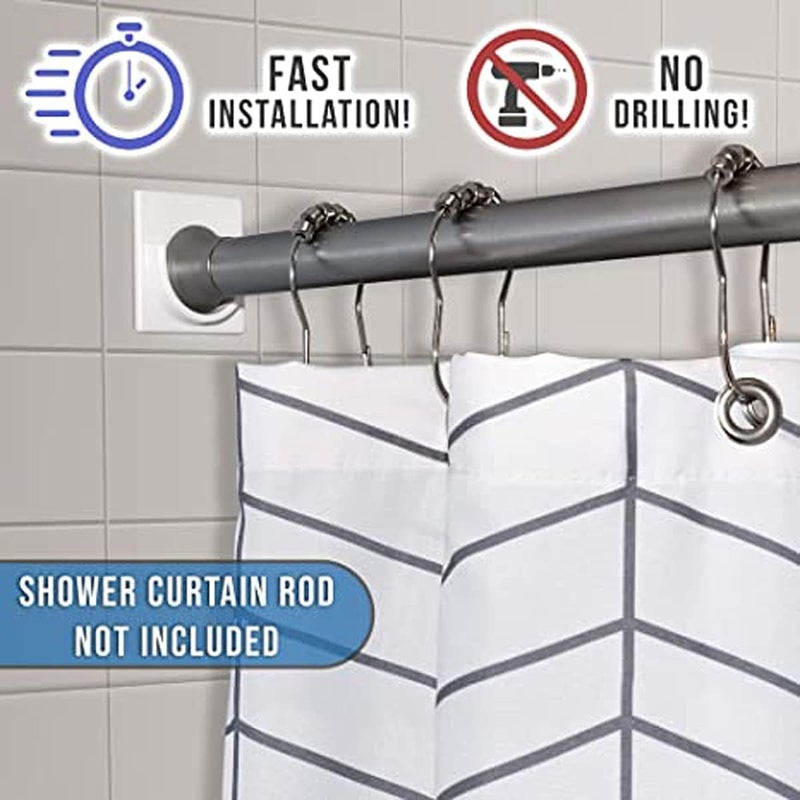 KASTWAVE Changing environment compatible Shower Curtain Rod Mount Holder, No Drilling Rod Retainer, Stick on Wall Mount for Shower Curtain Rods Foldable - Image 3