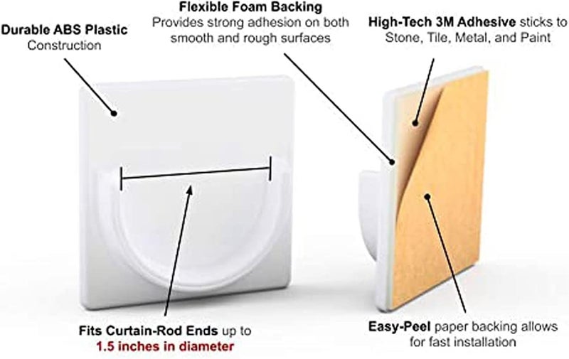KASTWAVE Changing environment compatible Shower Curtain Rod Mount Holder, No Drilling Rod Retainer, Stick on Wall Mount for Shower Curtain Rods Foldable - Image 5