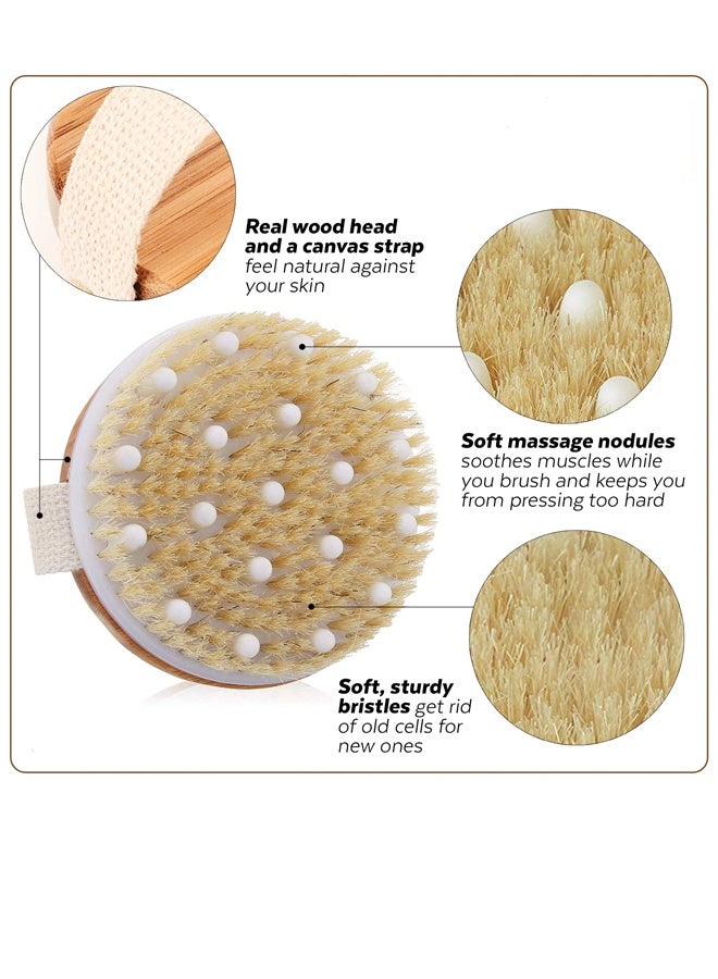 5PCS Long Handle Dual Side Dry and Bath Body Brush,Soap Saver Bag Pouch Mesh Net,Long Handle Dual-Sided Shower Brush Body Exfoliator, Natural Exfoliating Brush for Skin Renewal, Lymphatic Support and Circulation Boost - Image 3