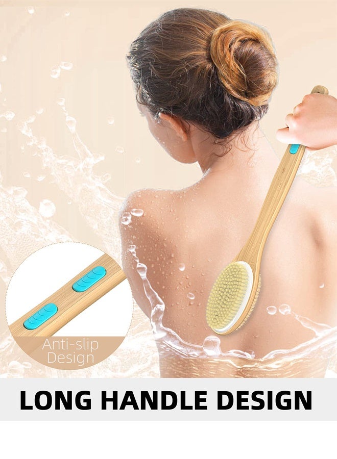 5PCS Long Handle Dual Side Dry and Bath Body Brush,Soap Saver Bag Pouch Mesh Net,Long Handle Dual-Sided Shower Brush Body Exfoliator, Natural Exfoliating Brush for Skin Renewal, Lymphatic Support and Circulation Boost - Image 5