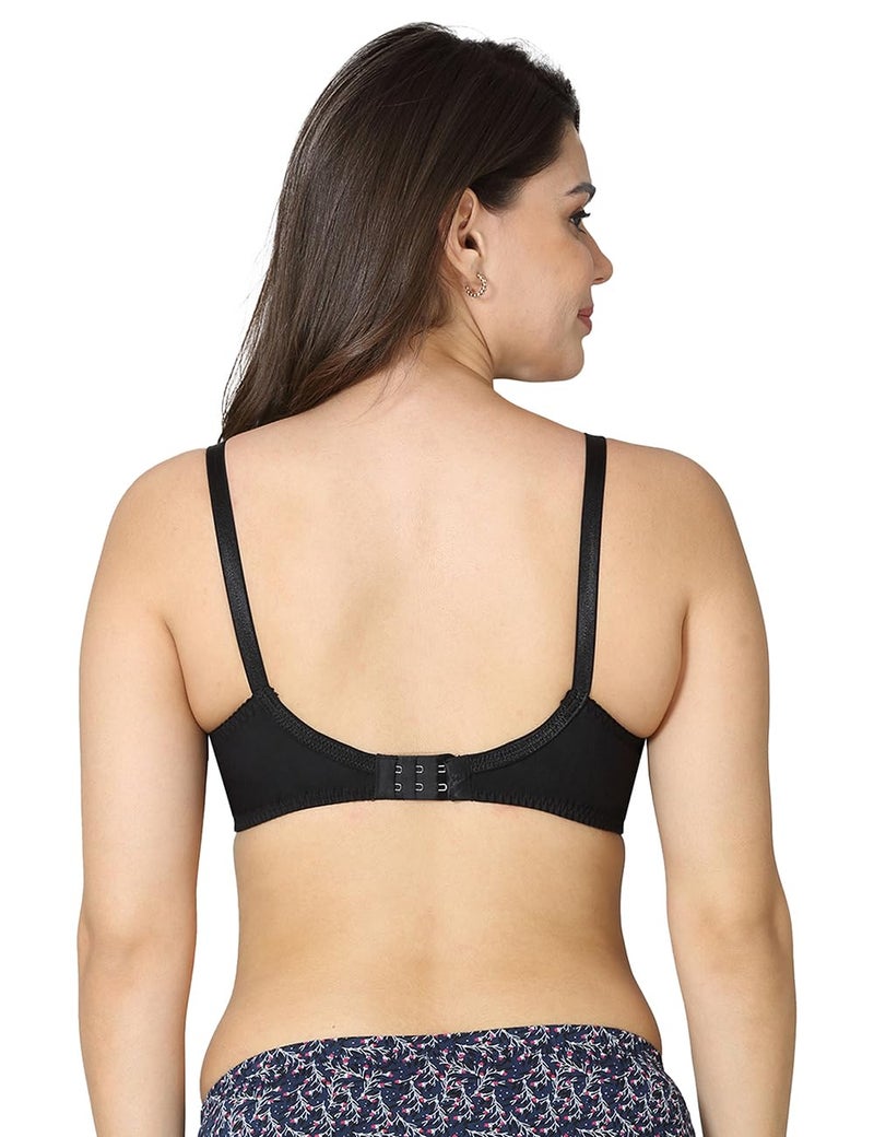 VSTAR Women's Cotton Non Padded Wire Free Regular Bra Black - Image 3