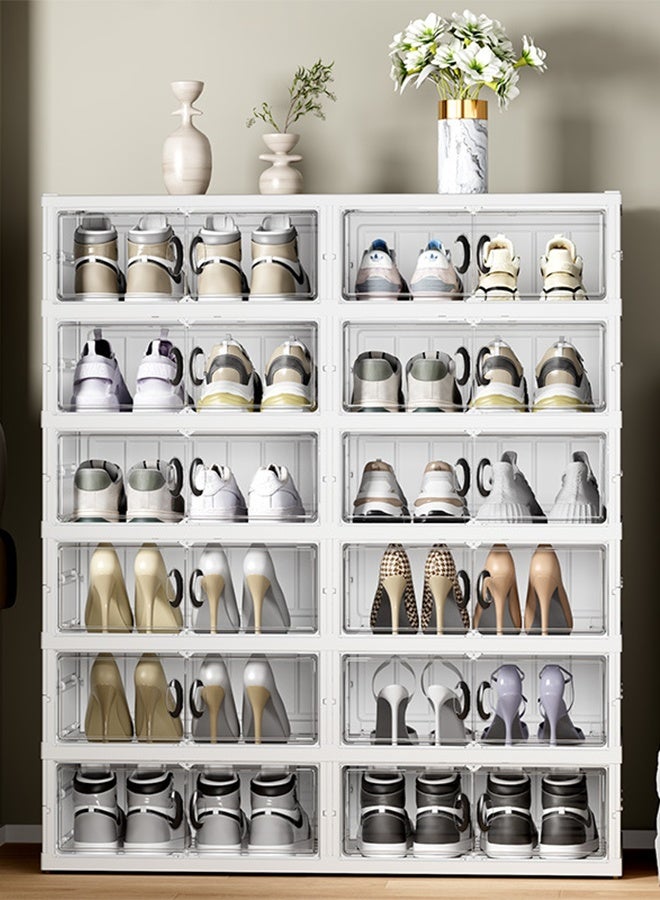 Generic Large one-piece shoe box, multi-layer storage box for long and short boots, plastic transparent shoe rack, four-row shoe cabinet storage rack - Image 3
