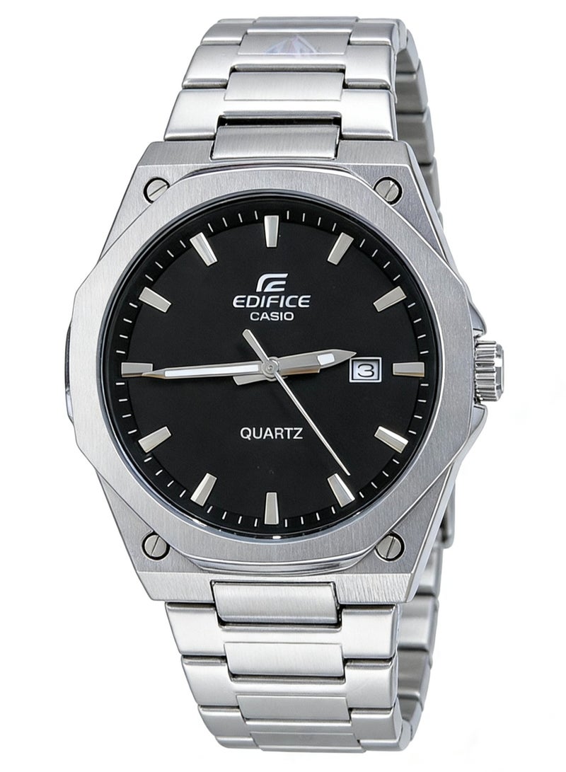 كاسيو CASIO EDIFICE 100 متر مقاوم للماء الحركة الكوارتز حزام من الفولاذ المقاوم للصدأ ساعة للرجال صف أسود - Image 1