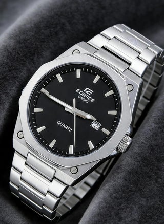CASIO EDIFICE 100 متر مقاوم للماء الحركة الكوارتز حزام من الفولاذ المقاوم للصدأ ساعة للرجال صف أسود - view 2