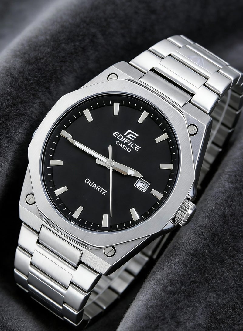 كاسيو CASIO EDIFICE 100 متر مقاوم للماء الحركة الكوارتز حزام من الفولاذ المقاوم للصدأ ساعة للرجال صف أسود - Image 2