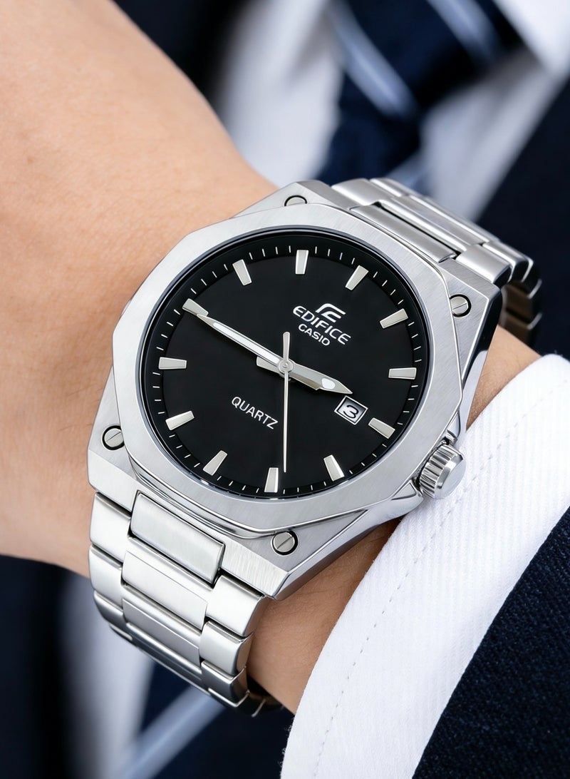 كاسيو CASIO EDIFICE 100 متر مقاوم للماء الحركة الكوارتز حزام من الفولاذ المقاوم للصدأ ساعة للرجال صف أسود - Image 5
