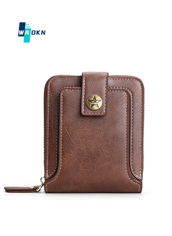 Men's European and American Style Fashion PU Leather Wallet, Retro Multi-functional Short Zipper Buckle Card Holder Coin Purse for College Students and Teenagers - pzsku/Z2267480A5C932CB1A882Z/45/_/1696560072/44a2042d-316b-4940-af80-caf4a7b39bb1