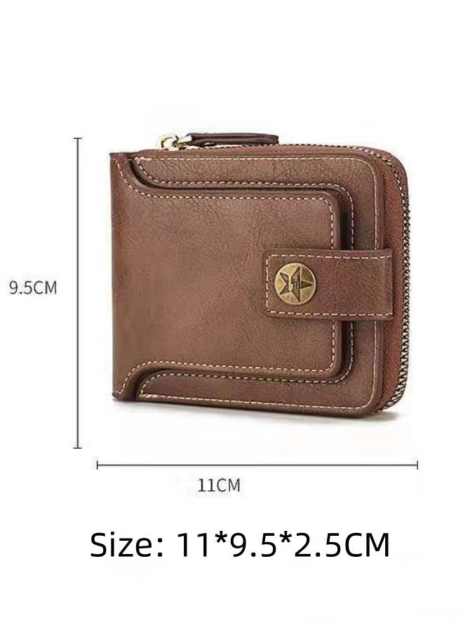 Men's European and American Style Fashion PU Leather Wallet, Retro Multi-functional Short Zipper Buckle Card Holder Coin Purse for College Students and Teenagers - pzsku/Z2267480A5C932CB1A882Z/45/_/1696560074/e0b4ad49-ffcc-4169-9f40-11240dde9092